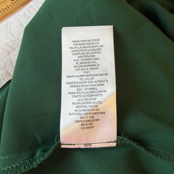 Lauren Ralph Lauren One Shoulder Green Satin Dress Size 14 - Picture 9 of 14